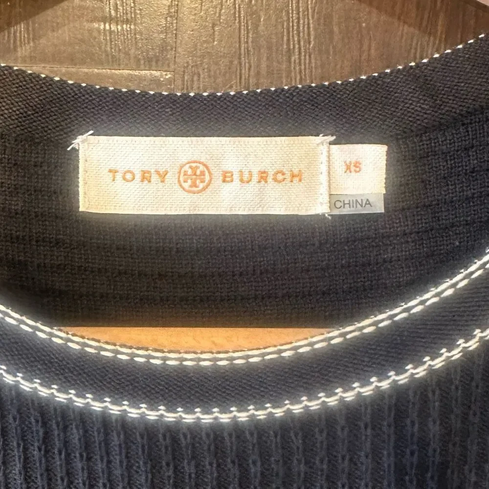 Tory Burch 'Monique' Black & White Cotton Sweater Dress Size XS